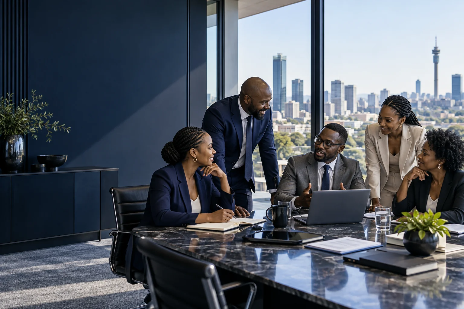 Consulting team collaborating on organisational strategy